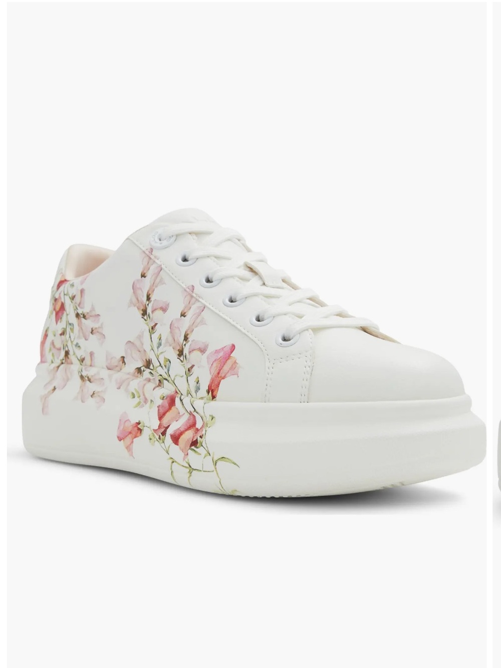 Aldo White Sneakers with Pink Floral Print